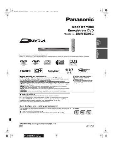 Mode d'emploi | Panasonic DMREX96CEG Operating instrustions | Fixfr