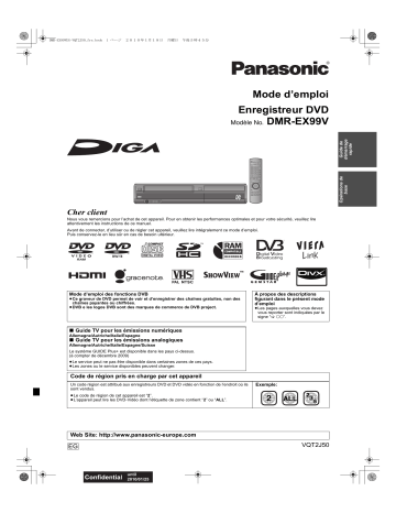 Mode d'emploi | Panasonic DMREX99V Operating instrustions | Fixfr