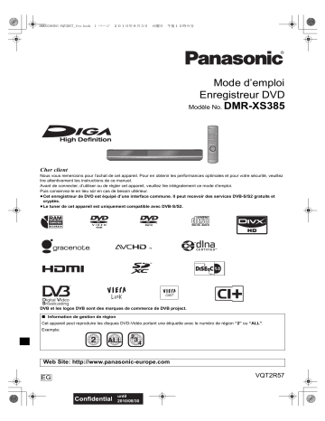 Mode d'emploi | Panasonic DMRXS385EG Operating instrustions | Fixfr