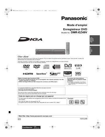 Mode d'emploi | Panasonic DMREZ49V Operating instrustions | Fixfr