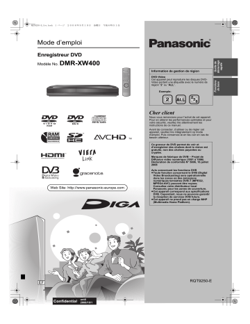 Mode d'emploi | Panasonic DMRXW400 Operating instrustions | Fixfr