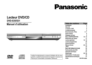 DVDS35EG | DVDS31EG | DVDS35 | Mode d'emploi | Panasonic DVDS31 Operating instrustions | Fixfr