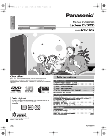 DVDS47PC | Mode d'emploi | Panasonic DVDS47 Operating instrustions | Fixfr