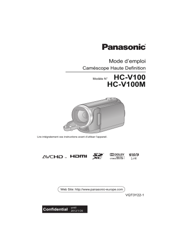 HCV100MEG | HCV100EG | HCV100EF | Mode d'emploi | Panasonic HCV100MEF Operating instrustions | Fixfr