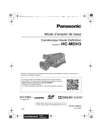 Mode d'emploi | Panasonic HCMDH3E Operating instrustions | Fixfr