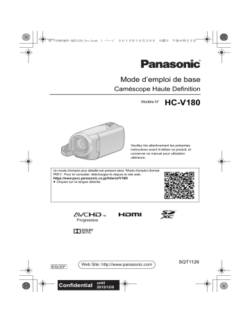 HCV180EG | Mode d'emploi | Panasonic HCV180EF Operating instrustions | Fixfr