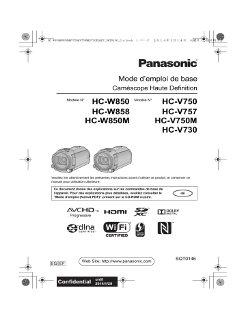 HCW850EG | HCV750EG | HCV750EF | HCW858EG | HCV757EG | Mode d'emploi | Panasonic HCW850EF Operating instrustions | Fixfr