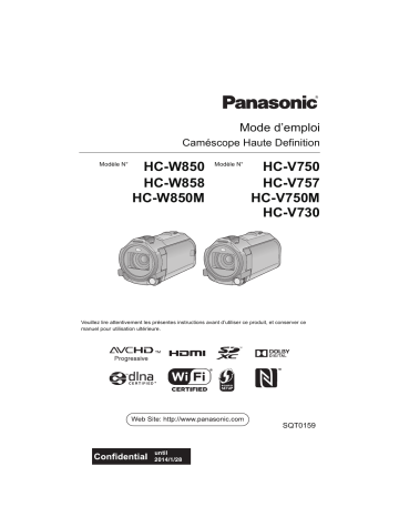 HCV750EF | HXW858EG | HCV757EG | Mode d'emploi | Panasonic HCW850EF Operating instrustions | Fixfr