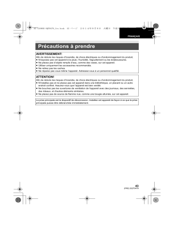 Mode d'emploi | Panasonic HCX1000E Operating instrustions | Fixfr