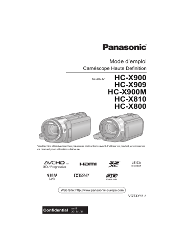 HCX900EG | Mode d'emploi | Panasonic HCX900MEG Operating instrustions | Fixfr