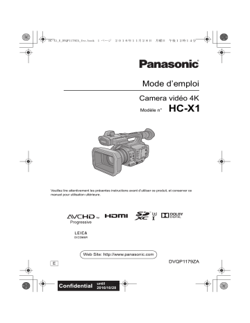 Mode d'emploi | Panasonic HCX1E Operating instrustions | Fixfr