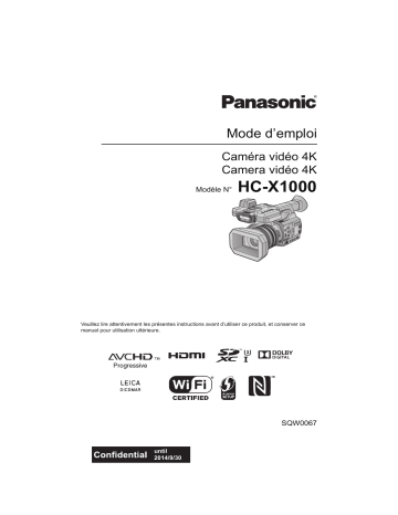 Mode d'emploi | Panasonic HCX1000PP Operating instrustions | Fixfr