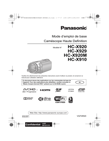 HCX920EF | HCX910EF | HCX910EG | HCX920MEF | Mode d'emploi | Panasonic HCX929EF Operating instrustions | Fixfr