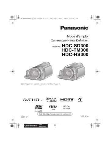 Mode d'emploi | Panasonic HDCSD300 Operating instrustions | Fixfr