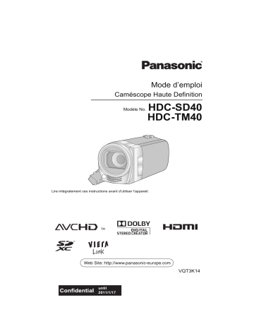 HDCSD40EG | Mode d'emploi | Panasonic HDCTM40EG Operating instrustions | Fixfr