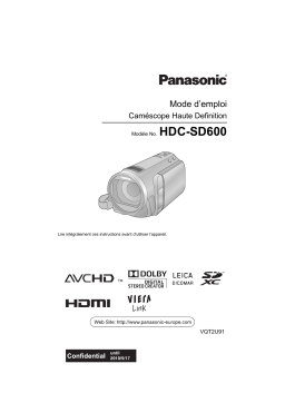 Panasonic HDCSD600EG Operating instrustions
