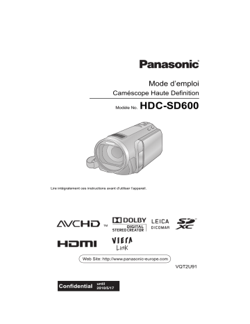 Mode d'emploi | Panasonic HDCSD600EG Operating instrustions | Fixfr