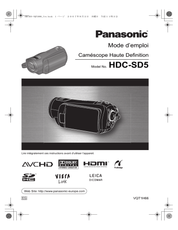 Mode d'emploi | Panasonic HDCSD5 Operating instrustions | Fixfr