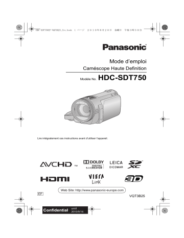 Mode d'emploi | Panasonic HDCSDT750EF Operating instrustions | Fixfr