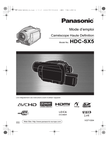 Mode d'emploi | Panasonic HDCSX5 Operating instrustions | Fixfr