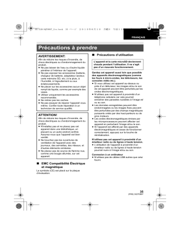 Mode d'emploi | Panasonic HXA1ME Operating instrustions | Fixfr