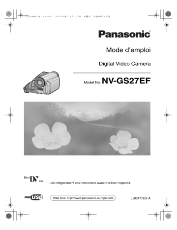 Mode d'emploi | Panasonic NVGS27EF Operating instrustions | Fixfr