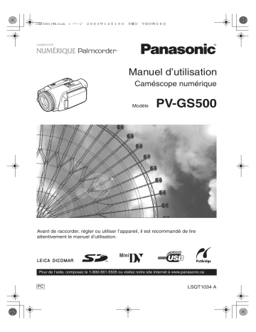 Mode d'emploi | Panasonic PVGS500 Operating instrustions | Fixfr
