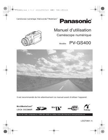 Mode d'emploi | Panasonic PVGS400 Operating instrustions | Fixfr