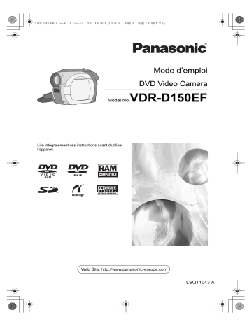 Mode d'emploi | Panasonic VDRD150EF Operating instrustions | Fixfr