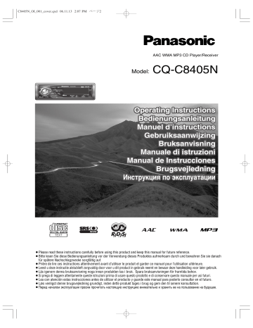 Mode d'emploi | Panasonic CQC8405N Operating instrustions | Fixfr
