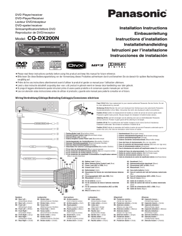 Mode d'emploi | Panasonic CQDX200N Operating instrustions | Fixfr