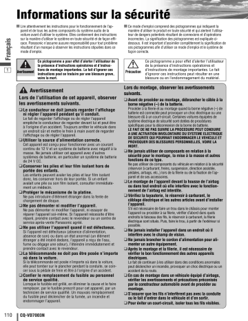 Mode d'emploi | Panasonic CQVD7003N Operating instrustions | Fixfr