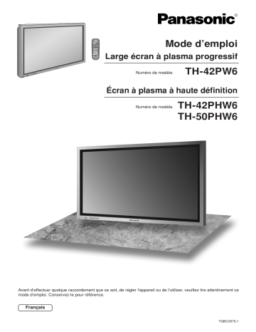 TH42PHW6EX | TH50PHW6EX | Mode d'emploi | Panasonic TH42PW6EX Operating instrustions | Fixfr