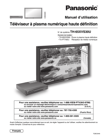 TUPT700U | Mode d'emploi | Panasonic TH65XVS30U Operating instrustions | Fixfr