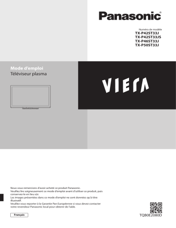 TXP42ST33J | TXP42ST33JS | TXP50ST33J | Mode d'emploi | Panasonic TXP46ST33J Operating instrustions | Fixfr