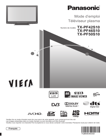 TXPF42S10 | TXPF46S10 | Mode d'emploi | Panasonic TXPF50S10 Operating instrustions | Fixfr