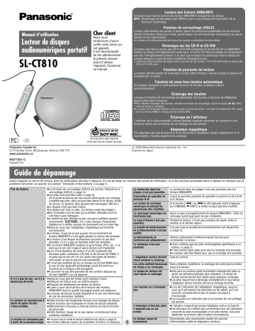 Mode d'emploi | Panasonic SLCT810 Operating instrustions | Fixfr