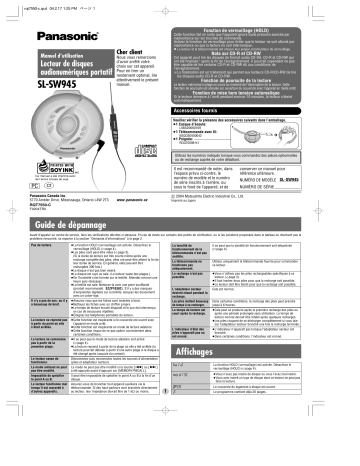 Mode d'emploi | Panasonic SLSW945 Operating instrustions | Fixfr