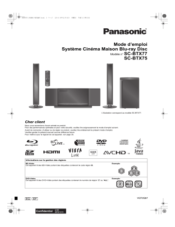 SCBTX75 | Mode d'emploi | Panasonic SCBTX77 Operating instrustions | Fixfr