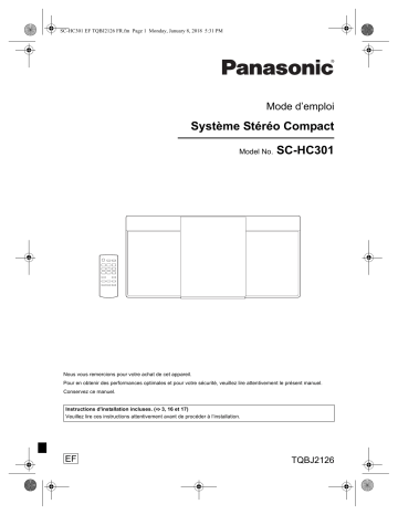 Mode d'emploi | Panasonic SCHC301EF Operating instrustions | Fixfr