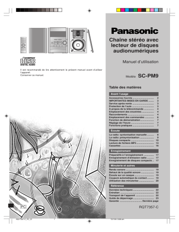Mode d'emploi | Panasonic SCPM9 Operating instrustions | Fixfr