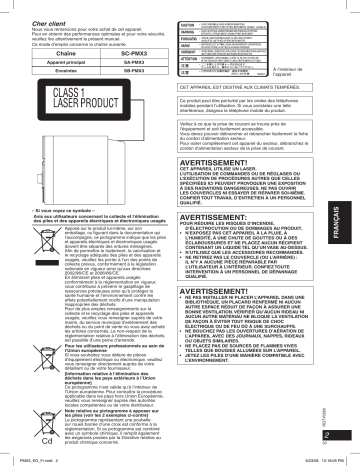 Mode d'emploi | Panasonic SCPMX3 Operating instrustions | Fixfr