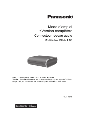 Mode d'emploi | Panasonic SHALL1CEG Operating instrustions | Fixfr