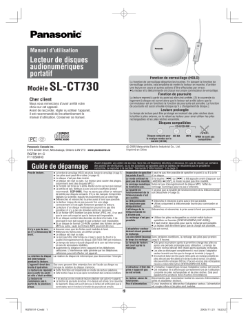 Mode d'emploi | Panasonic SLCT730 Operating instrustions | Fixfr