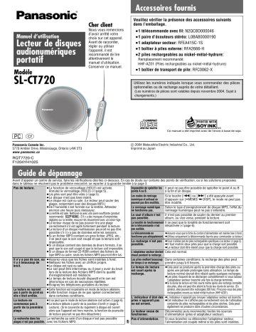 Mode d'emploi | Panasonic SLCT720 Operating instrustions | Fixfr