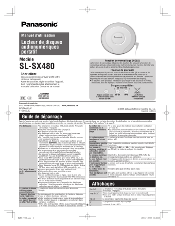 Mode d'emploi | Panasonic SLSX480 Operating instrustions | Fixfr