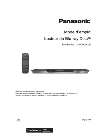 Mode d'emploi | Panasonic DMPBDT320EG Operating instrustions | Fixfr