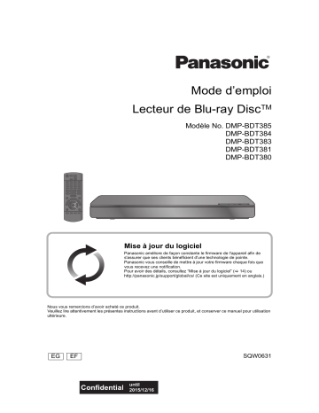 DMPBDT383EG | DMPBDT384EG | Mode d'emploi | Panasonic DMPBDT385EG Operating instrustions | Fixfr