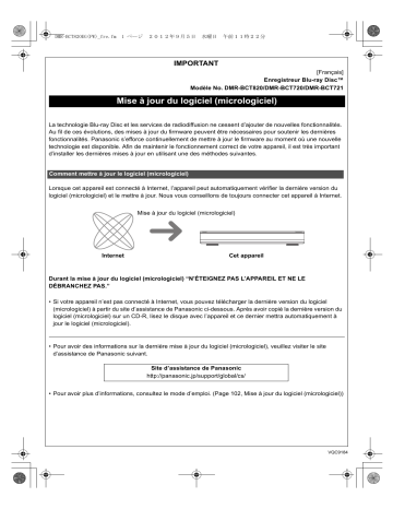 DMRBCT720EG | DMRBCT721EG | Mode d'emploi | Panasonic DMRBCT820EG Operating instrustions | Fixfr