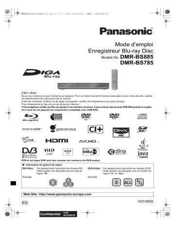 DMRBS885EG | Mode d'emploi | Panasonic DMRBS785EG Operating instrustions | Fixfr